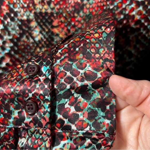 NWT Nicholas Women's Page Print Long Sleeve Top Red Black Snake Reptile sz US 2 - Picture 10 of 10